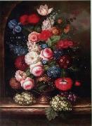 unknow artist, Floral, beautiful classical still life of flowers.059